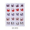 Macro view of 3D resin butterfly nail charms set with colorful aurora artistic patterns - Iridescent Textured Five-color Butterflies (05#)