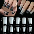 Tabla de tallas con 10 especificaciones de uñas postizas de pato con diseño gótico - Puntas de Uñas de Pico de Pato Corto / 504 Piezas / Color Natural