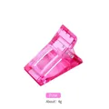 Pink translucent plastic nail extension clip with metal spring weighing about 4g - Pink