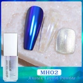 Dettaglio della polvere liquida Aurora MH02 con effetti specchio blu e iridescenti - MH02-Blu Aurora (Liquido Magico 02)