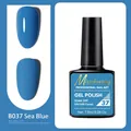 7.5ml Sea Blue UV gel nail polish shown in glossy and matte finish styles - B037 Sea Blue