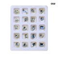 Detail of 20pcs blue rhinestone alloy nail charms in heart and teardrop shapes - Grey-Blue Alloy Decoration (08#)