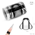 Detail showing YC-02 black nail extension forms with 1-6 scale and 5.9x6.4cm size specs - Black Bee Shape Glossy Style (YC02)