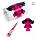 Nail extension forms YC-05 showing 100pcs roll and detailed single piece dimensions - Pink and Black Spider Web Style (YC05)