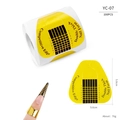 Detail of yellow nail extension forms with 1-7 scale for precise acrylic gel length control - Double Layer Thick Yellow Style (YC07)