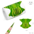 Detail of butterfly-shaped nail extension forms with measurement scales and dimensions - Green and Yellow Striped Butterfly Style (YC10)