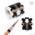 Detailed nail extension paper forms with scale markers for professional manicure tools - Three-Color Pattern with Black Background (YC11)
