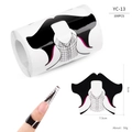 Detailed scale view of butterfly-shaped nail extension forms for professional manicures - Butterfly Red Line Black and White Style (YC13)