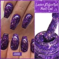 Glitter laser colorful nail gel polish in shade 008 with sparkly holographic sequins - Enchanted Purple Laser (08)