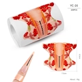 Macro detail of butterfly nail extension forms with measuring scale for French manicure - Red Flower Pattern Style (YC16)
