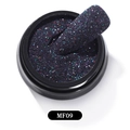 Dunkelviolettes Nagelglitzerpuder MF09 mit funkelndem Pailletten-Effekt auf Nageltips - Bunter tiefvioletter Stil(MF09)