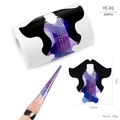 Macro detail of butterfly nail form extensions showing precise 1 to 16 length scales - Purple Geometric Gradient Style (YC19)