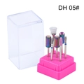 Set di 7 punte per fresa per unghie in ceramica e lega con base rosa e custodia chiara - Set di 7 Punte con Rivestimento Colorato (DH05)