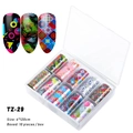 Dettaglio macro del set di 10 rotoli di foil olografici per nail art con mandala - Mandala Boemo (TZ-29)