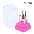 Detailed set of 6 nail drill bits with ceramic and alloy heads on a pink base stand - 6-Piece Professional Drill Bits Set (DH06)