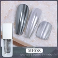Dettaglio della polvere liquida aurora MH08 argento con effetto specchio ad alta brillantezza - MH08-Argento Metallico (Liquido Magico 08)