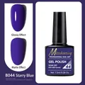 Starry Sky Blue gel nail polish B044 in 7.5ml showing glossy and matte finishes - B044 Starry Blue