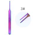 Detail of 3# rainbow stainless steel precision tweezers with a fine straight tip design - Fine Point Straight (3#)