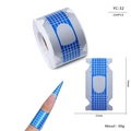Detail showing YC-32 nail forms with blue grids for acrylic and gel extension - Silver and Blue Precision Grid Style (YC32)