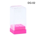 Nagelschleifkopf Aufbewahrungsbox mit rosa Boden und transparentem Deckel, DG-02 - Quadratisch Rosarot 7 Löcher (DG-02)