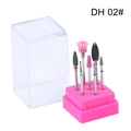 7pcs ceramic and alloy nail drill bit set with a pink base and dust cover for manicures - 7-Piece Ceramic Metal Drill Bits Set (DH02)