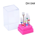 Ceramic and alloy nail drill bit set with 7 pieces on a pink base and clear cover - 7-Piece Multifunctional Drill Bits Set (DH04)