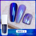 Makro-Detail von MH11 Aurora Liquid Powder mit Spiegel- und Chromeffekt für Nägel - MH11-Tiefblau Aurora (Magische Flüssigkeit 11)