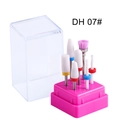Set di punte per fresa unghie DH 07# con base rosa e custodia trasparente dura - Set di 7 Punte con Base a Gradini (DH07)