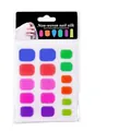 Size chart for non-woven nail silk fiber extensions in multiple colors and dimensions - Multicolor Pre-cut Set (A-04) / 16 Pieces