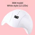 White 36W LED nail lamp with 12 beads, digital display and 3 timer settings - 36W/12 LED Beads / White