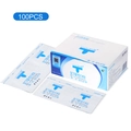 Close-up of 100pcs nail polish remover foil wraps in individual blue and white packaging - 100 PCS (Chinese Version)
