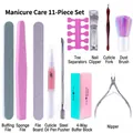 Professional 11-piece nail care kit with pink tools and stainless steel clippers - 11-Piece Comprehensive Manicure Set