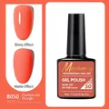 Neon Orange UV LED gel polish showing glossy and matte finishes in a 7.5ml bottle - B050 Fluorescent Orange
