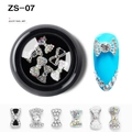 Alloy nail art bow charms set featuring black enamel, silver rhinestones, and pearls - Bow Enamel Pearl Rhinestone Style (ZS-07)