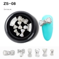 Alloy bow nail art charms with pearls and rhinestones in silver finish, item ZS-08 - Silver Alloy Pearl Bow Style (ZS-08)