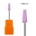 Punta fresa per unghie in quarzo rosa con gambo in metallo e base, modello OMS-05 - Testa di Levigatura Conica-Rosa (OMS-05)