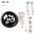 Alloy nail art charms ZS-12 with silver crown heart rhinestones and tassel chains - Crown Tassel Heart Rhinestone Style (ZS-12)