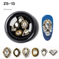 ZS-13 Alloy nail art kit with assorted rhinestones and gems in golden finish - Geometric Heart Colorful Gem Style (ZS-13)