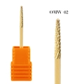 Macro shot of OMW-02 carbide nail drill bit with precision cross-cut teeth and orange base - Gold Flame Tapered Bit (OMW-02)