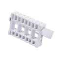 Top-down view of white plastic nail drill bit holder with matrix grid storage holes - 16-Hole Folding Bit Rack White