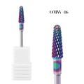 Macro detail of rainbow coating carbide nail drill bit OMW-06 with cross-cut texture - Iridescent Bullet Bit (OMW-06)