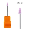 Punta per fresa unghie OMS-03 con punta conica viola e gambo metallico su base arancione - Testa di Levigatura Appuntita-Viola (OMS-03)