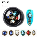 ZS-16 alloy nail art set with colorful vintage rhinestones in assorted heart shapes - Palace Style Colorful Gem Style (ZS-16)