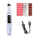 Kit fresa per unghie elettrica USB portatile con sei punte in metallo incluse - Bianco