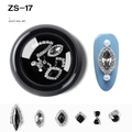 ZS-17 Alloy nail art set featuring silver and black rhinestones in a round black case - Black Silver Bow Rhinestone Style (ZS-17)