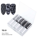 Set di adesivi per nail art con 10 rotoli di motivi laser colorati cielo stellato - Trama in Pizzo Retrò (TZ-21)