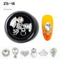 DIY nail art alloy charms set ZS-18 with colorful rhinestones in crown and heart shapes - Crown Heart Colorful Rhinestone Style (ZS-18)