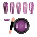 Détails du kit de poudre chrome violette pour ongles avec applicateur et échantillons miroir - Style Magenta (MCB08)