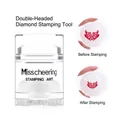 Dual-headed clear nail art stamper set with rhinestones and laser scaling scraper - Double-Head Clear Stamper with Rhinestones