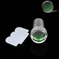 Compact 2.4cm clear silicone nail art stamper with scraper tool for precision printing - 2.4cm Mini Transparent Handle Stamper